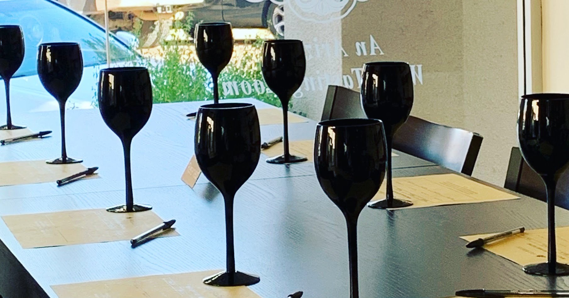black wine glasses